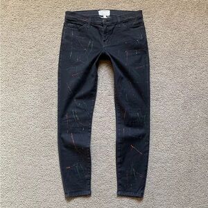 Current Elliott The Stiletto Neon Paint Splatter Skinny Coated Jeans